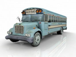 Wrecked church bus 3d model preview