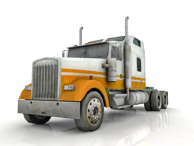 Semi truck with tractor unit 3d rendering