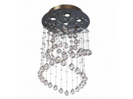 Spiral globe crystal chandelier 3d model preview
