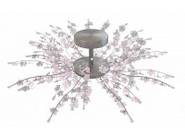 Pink flower chandelier light fixture 3d model preview