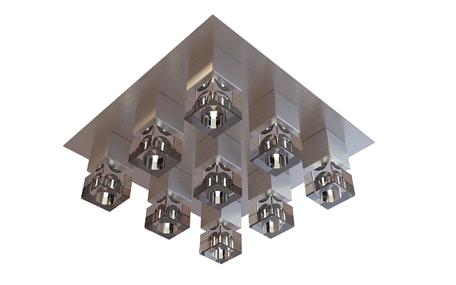 9 Light crystal ceiling light fixture 3d rendering