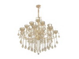 Cast brass crystal chandelier 3d model preview