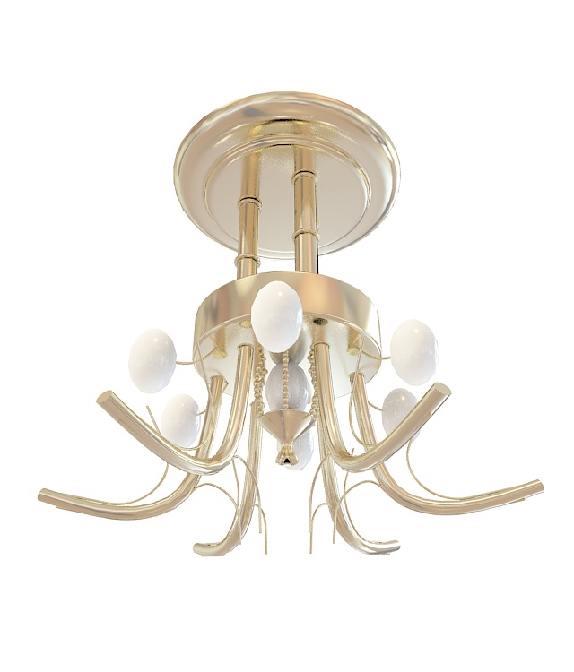 Brass pendant chandelier 3d rendering
