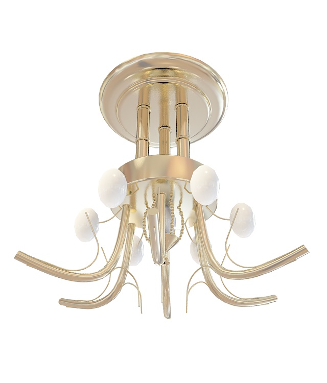 Brass pendant chandelier 3d rendering