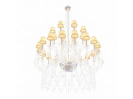 Large crystal chandelier with shades 3d model preview