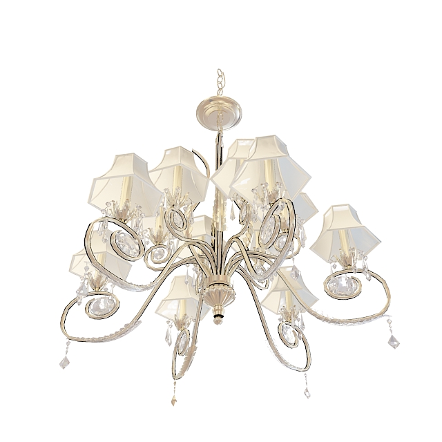 12 Light modern chandelier 3d rendering