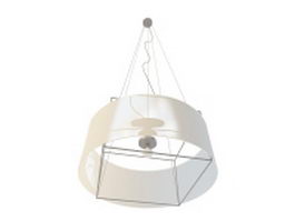 Linen drum pendant light fixture 3d model preview