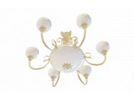 White ceramic chandelier 3d model preview