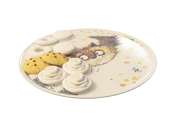 Plate of cookies 3d rendering