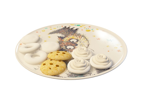 Plate of cookies 3d rendering
