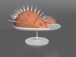 Chocolate hedgehog on plate 3d preview