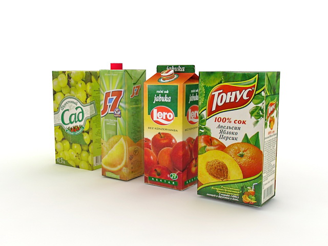 Juice boxes design 3d rendering