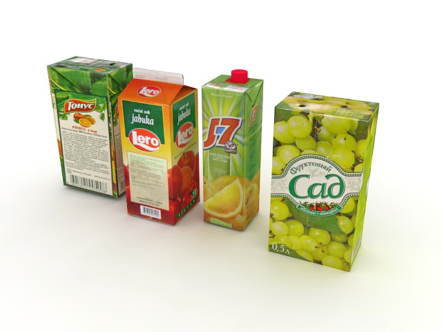 Juice boxes design 3d rendering