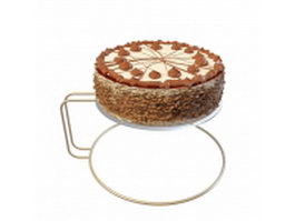 Chocolate cake on plate 3d model preview