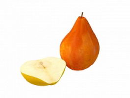 Red pear and half of pear 3d preview