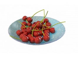 Cherries on plate 3d model preview