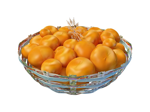Persimmons fruit in basket 3d rendering