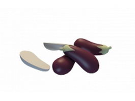 Purple eggplants 3d preview