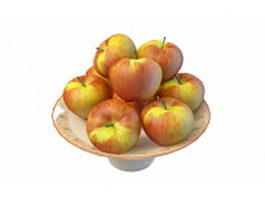 Red apples on plate 3d model preview