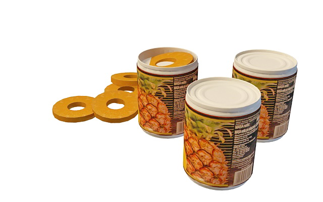 Canned pineapple slices 3d rendering