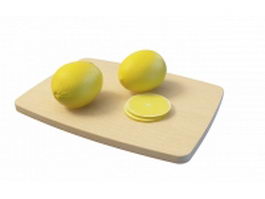 Lemon on cutting board 3d model preview