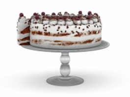 Chocolate cake on stand 3d model preview