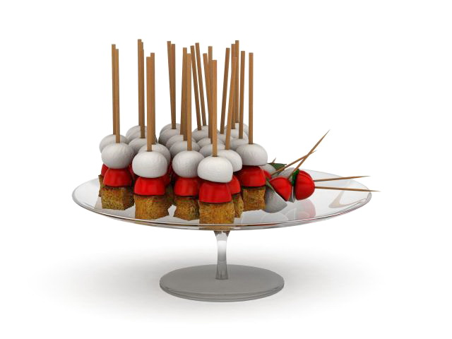 Food on sticks 3d rendering