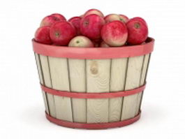 Apples in barrel basket 3d preview