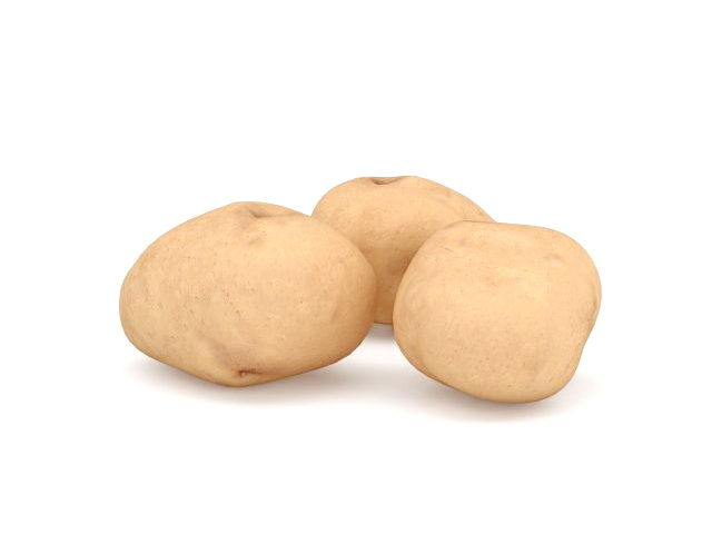 Fresh potatoes 3d rendering