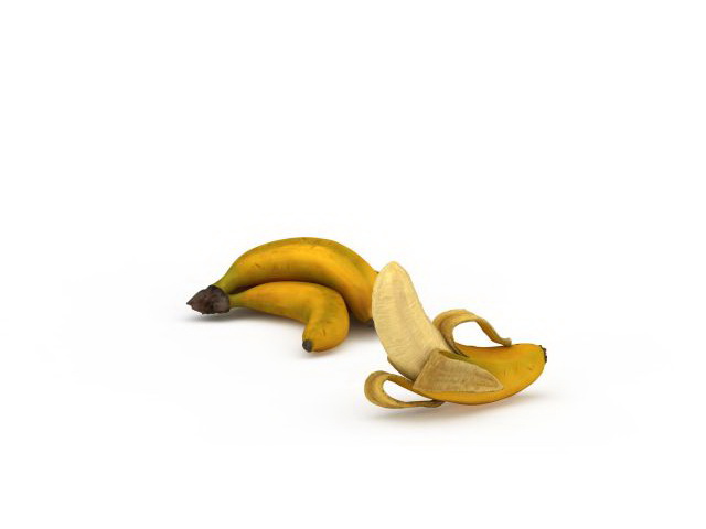 Banana fruit and peeled banana 3d model 3ds max files free download ...