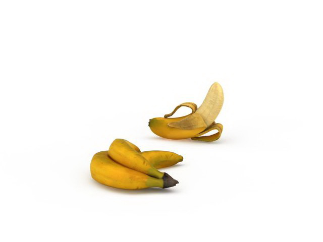 Banana fruit and peeled banana 3d model 3ds max files free download ...