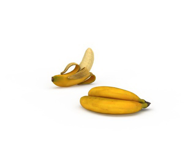 Banana fruit and peeled banana 3d model 3ds max files free download ...