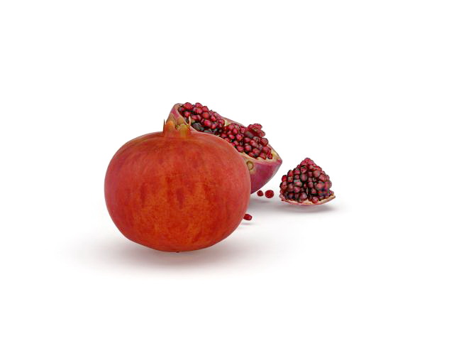 Pomegranate fruit with seeds 3d rendering