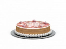 Cream decorated cake 3d model preview