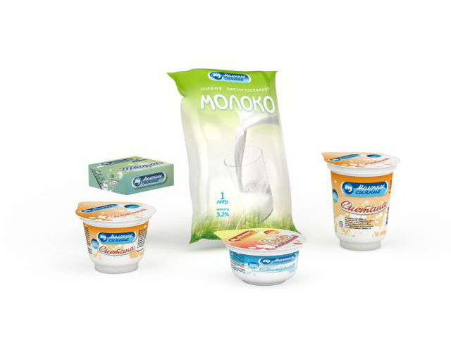 Common dairy products 3d rendering