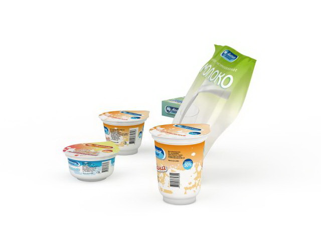 Common dairy products 3d rendering
