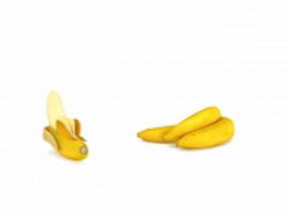 Bananas and peeled banana 3d model preview