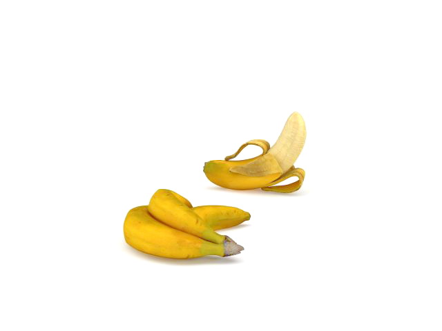 Bananas and peeled banana 3d model 3ds max files free download ...