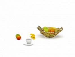 Bowl of fresh fruit 3d model preview