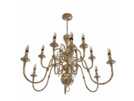 Brass chandeliers for dining room 3d model preview