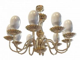 Brass chandelier with shades 3d preview