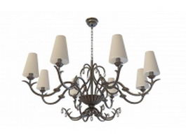 Wrought iron rustic chandelier 3d preview