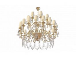 Brass chandelier with shades and drop 3d preview