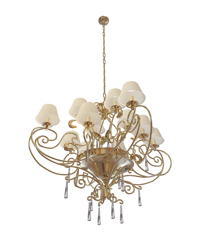 Dutch brass chandelier 3d rendering