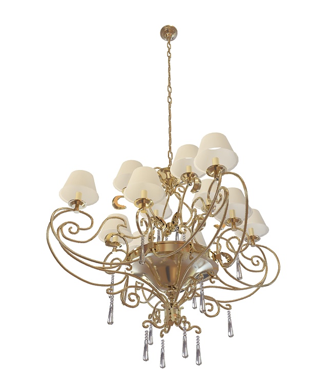 Dutch brass chandelier 3d rendering