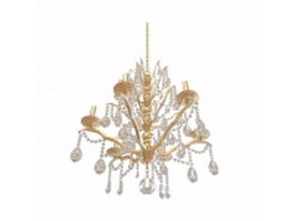 Brass chandelier with crystal drop 3d model preview