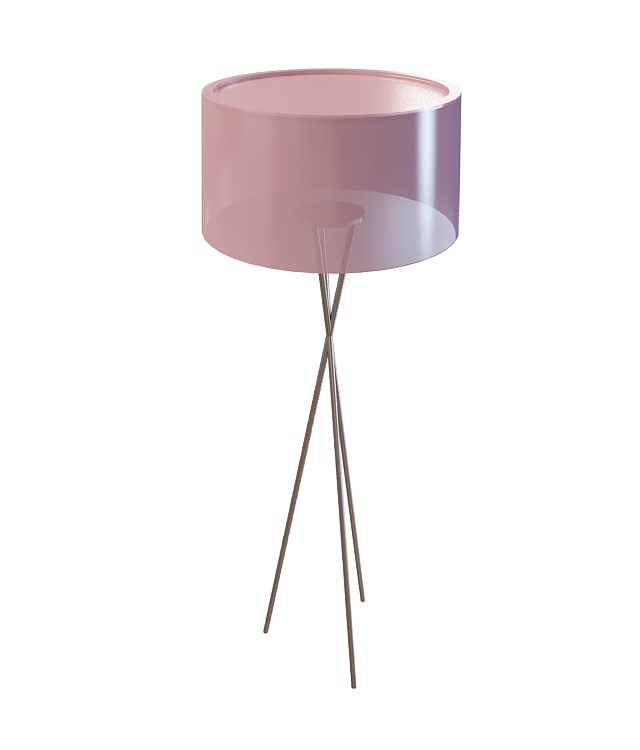 Triangle floor lamp with purple shade 3d rendering