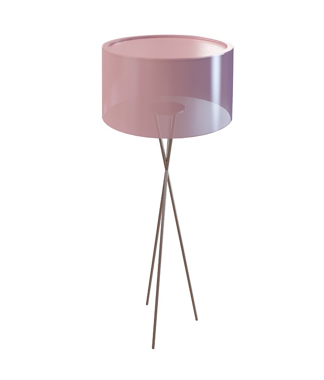 Triangle floor lamp with purple shade 3d rendering