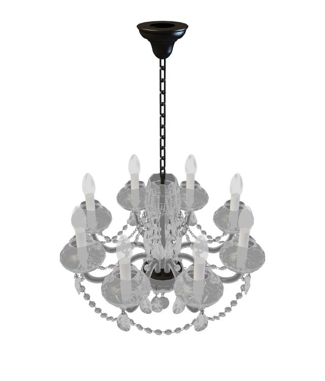 Hanging chandelier with candle 3d rendering