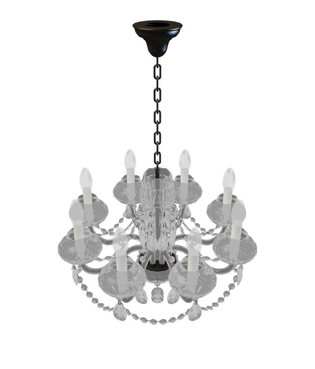 Hanging chandelier with candle 3d rendering